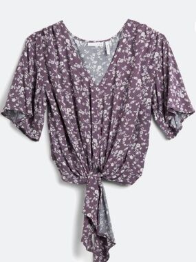 Floral V-Neck Tie-Front Top
